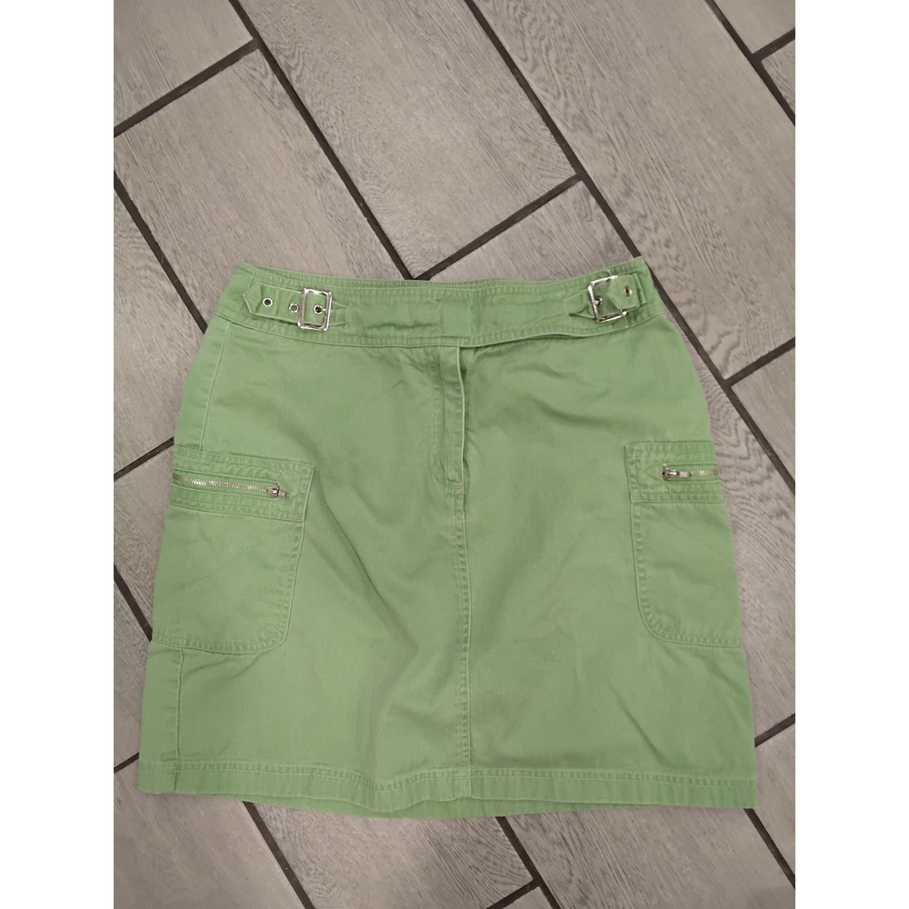 Bushwacker‎ Women Green Cargo Skirt Size 8 Belted Buckle Detail Casual Utility